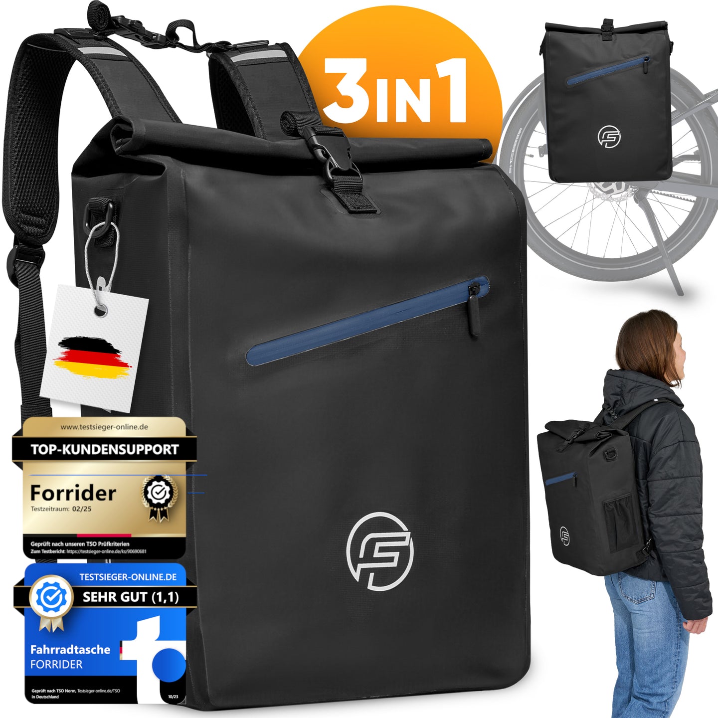 3in1 Urban Explorer bicycle bag - with backpack function